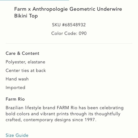 NWT-Anthropologie x Farm Rio Geometric High Waisted Bikini Bottoms & Top - Picture 8 of 8